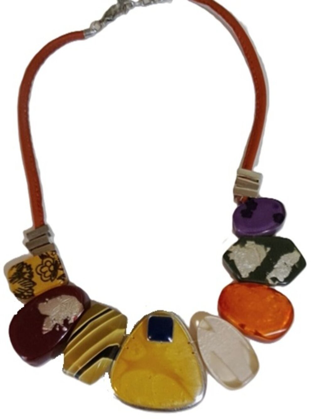 Multi Colored Thermoset, Acrylic Plastic Necklace